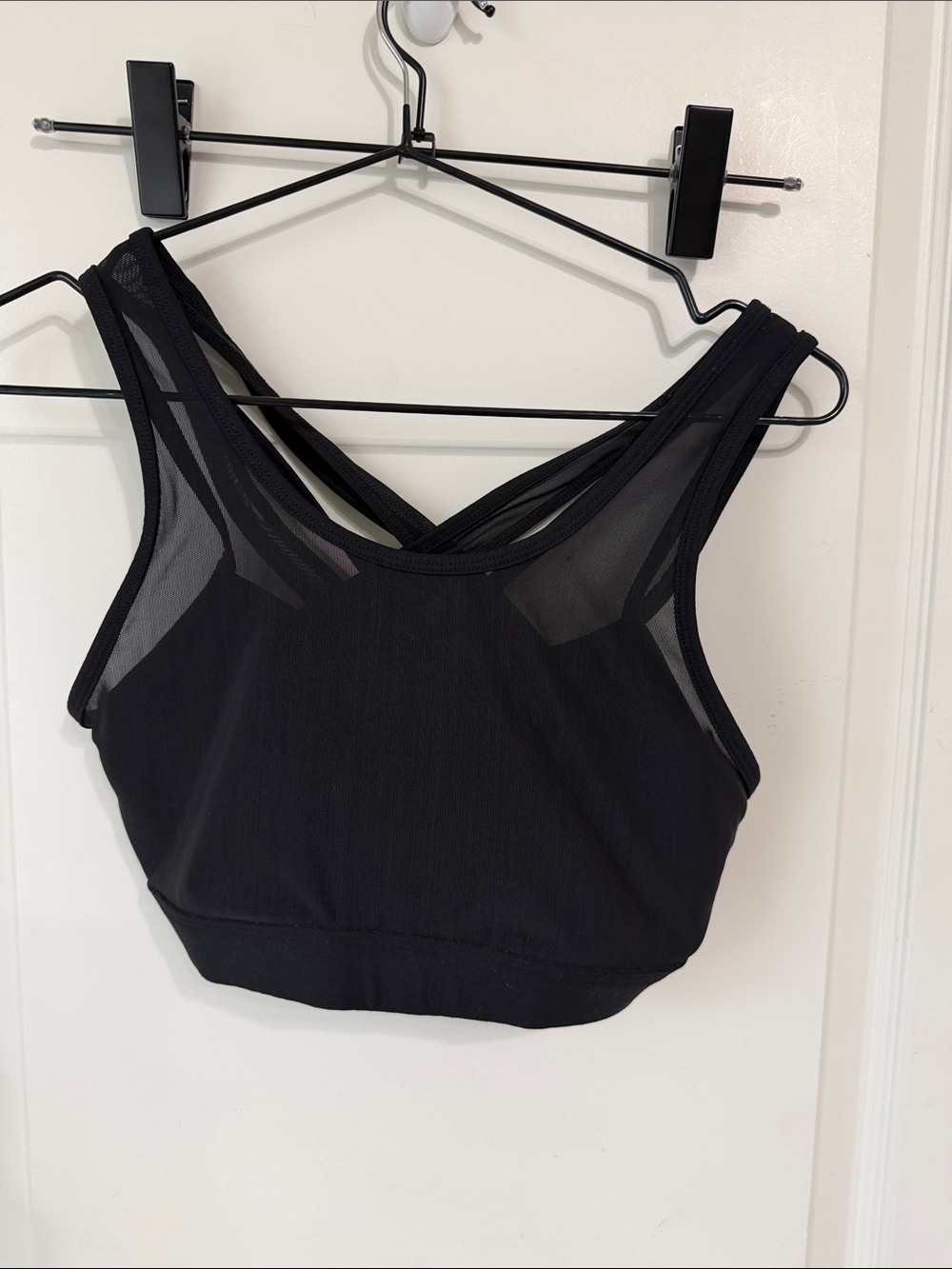 Fabletics Black Mesh Crossback Sports Bralette